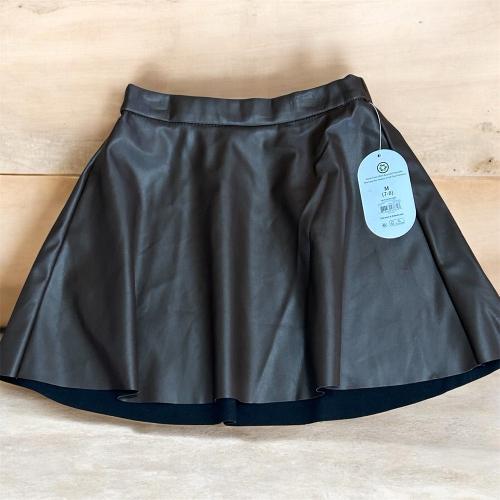 wonder nation Brown Faux Leather Skater Skirt Size Medium (7-8) NWT